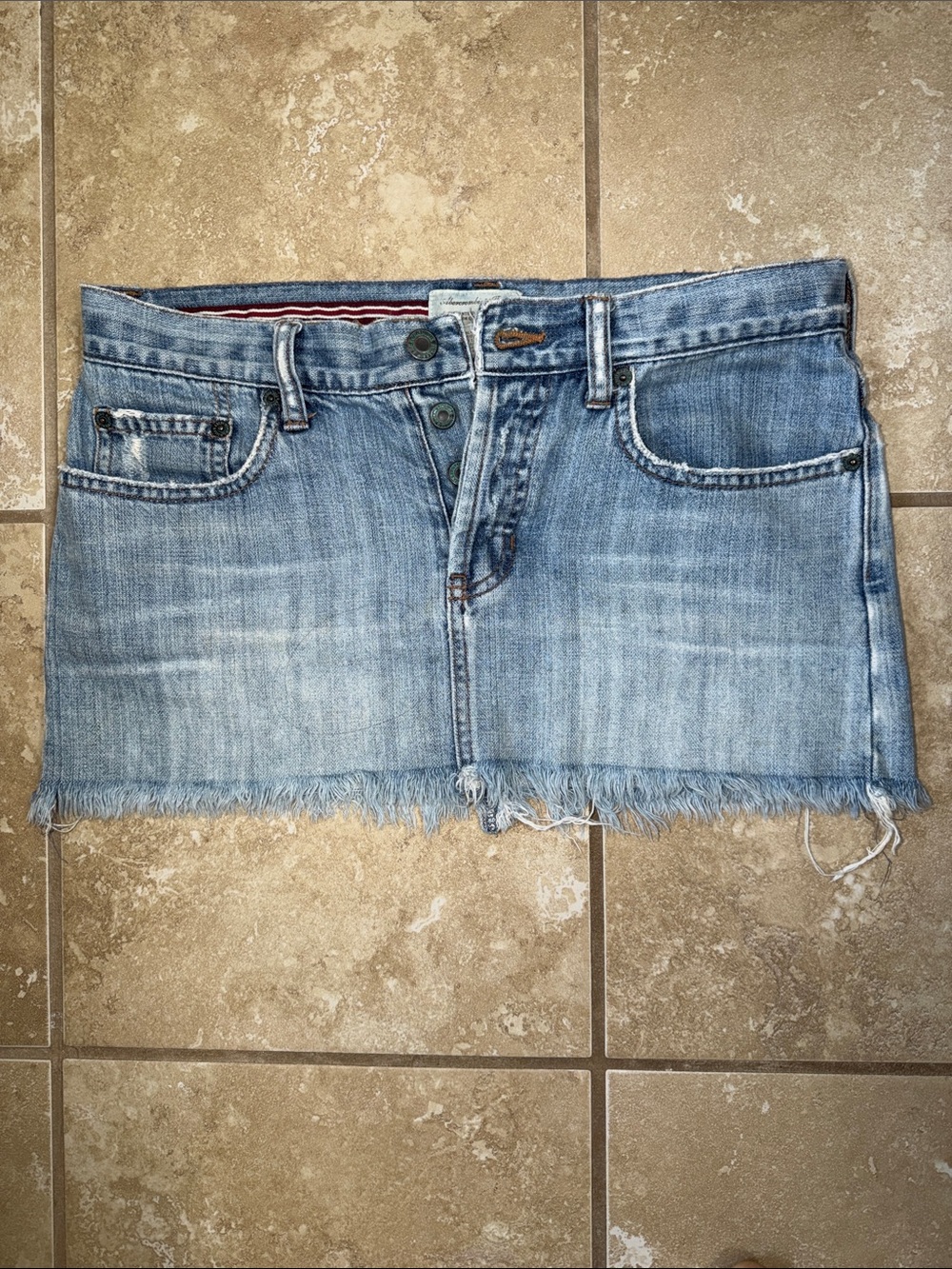 VTG Y2K ABERCROMBIE & FITCH LOW RISE MICRO MINI DENIM SKIRT SZ 2 100 % COTTON